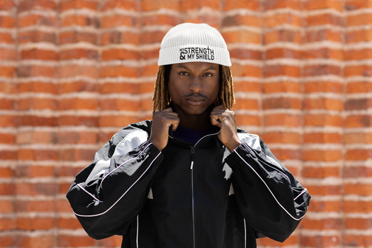 MY STRENGTH & MY SHIELD "Scripture-Inspired Apparel Fisherman beanie "