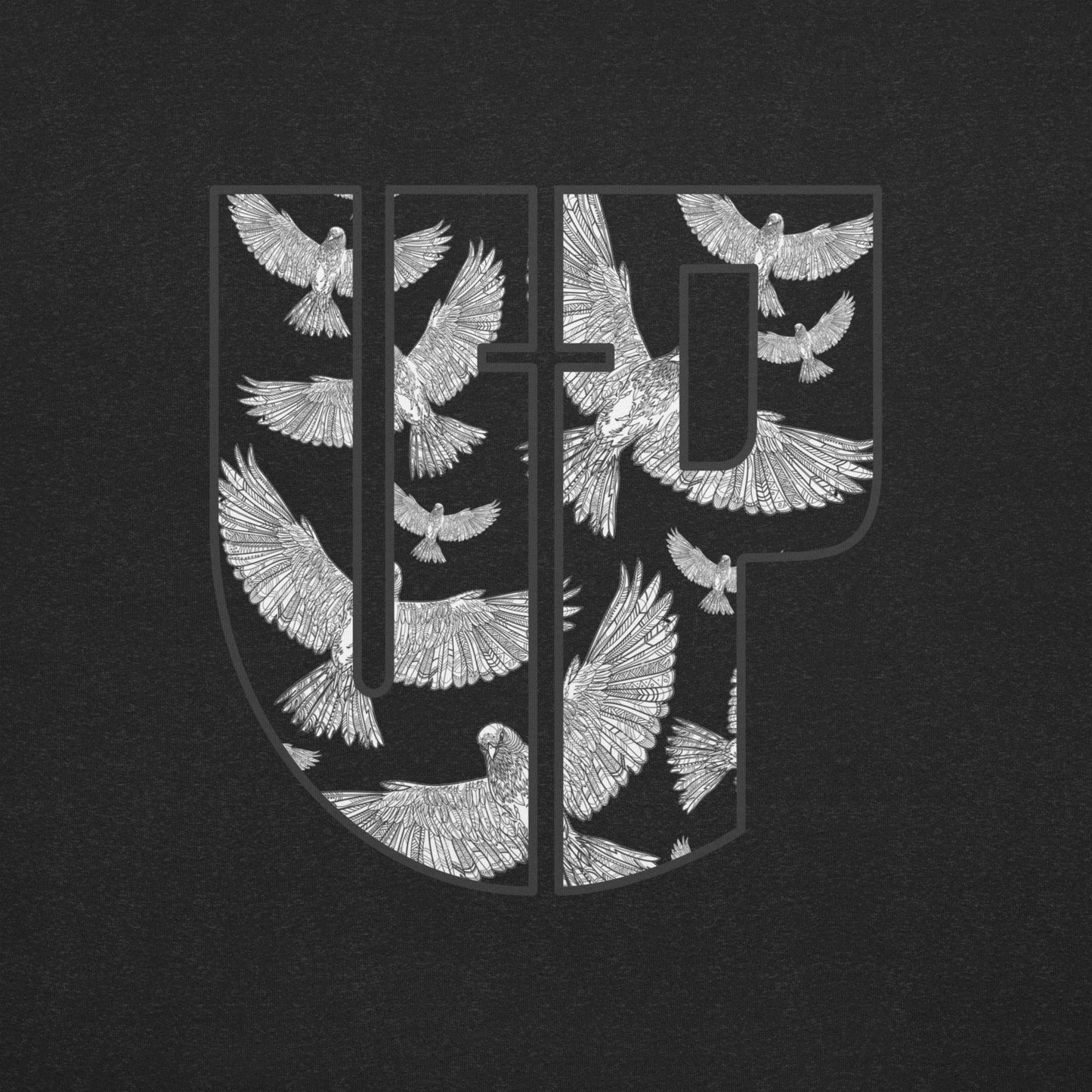 Straight UP T-shirt logo with doves